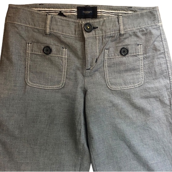 American Eagle Wide Leg Navy Chambray Pants Sz. 8X32 Pockets Live Your Life - Picture 4 of 8